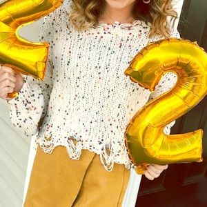 Distressed Confetti Sweater